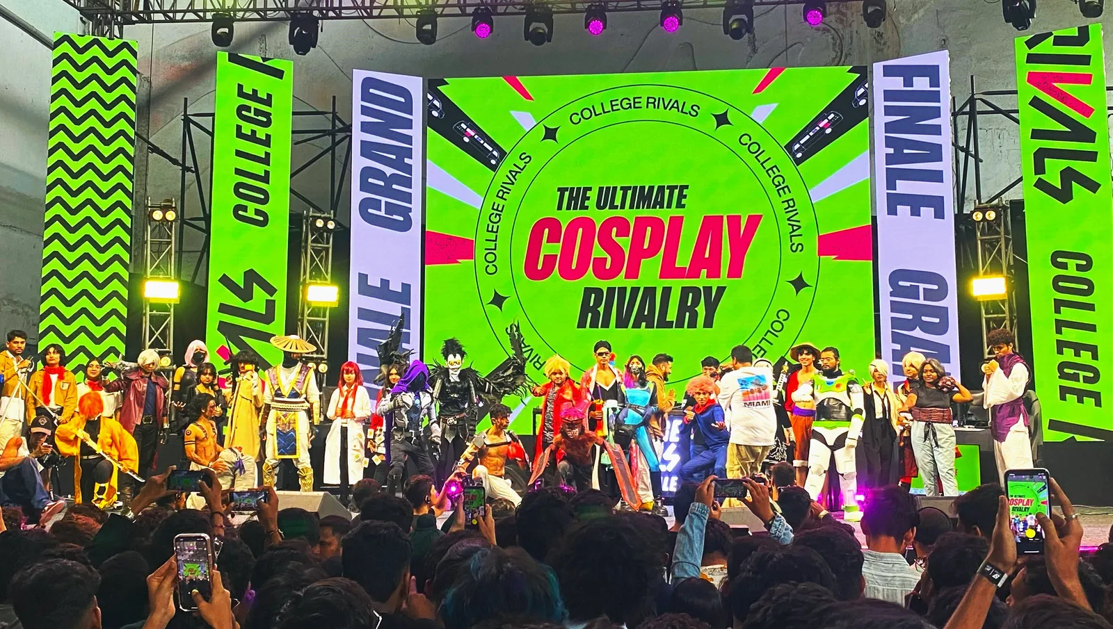 Cosplay participants on stage (group photo)